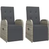 Image de vidaXL - Tuinstoelen - 2 - st - verstelbaar - met - kussens - poly - rattan - grijs