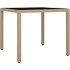 Image de vidaXL - Tuintafel - met - glazen - blad - poly - rattan - en - gehard - glas - beige