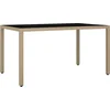 Image de vidaXL - Tuintafel - met - glazen - blad - poly - rattan - en - gehard - glas - beige