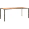 Image de vidaXL - Tuintafel - met - houten - blad - poly - ratten - en - acaciahout - grijs