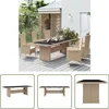 Image de vidaXL - Tuintafel - met - glazen - blad - poly - rattan - en - gehard - glas - beige