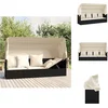 Image de vidaXL - Loungebed - met - luifel - en - kussens - poly - rattan - zwart