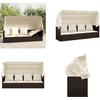 Image de vidaXL - Loungebed - met - luifel - en - kussens - poly - rattan - bruin