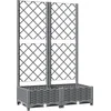 Image de vidaXL - Plantenbak - met - latwerk - 80x40x121,5 - cm - polypropeen - lichtgrijs