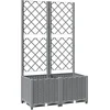 Image de vidaXL - Plantenbak - met - latwerk - 80x40x136 - cm - polypropeen - lichtgrijs