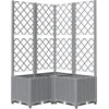 Image de vidaXL - Plantenbak - met - latwerk - 80x80x136 - cm - polypropeen - lichtgrijs