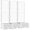 Image de vidaXL - Plantenbak - met - trellis - wit - 120x40x121,5 - cm - PP