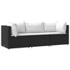Image de vidaXL - 3-delige - Loungeset - met - kussens - poly - rattan - zwart