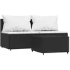 Image de vidaXL - 3-delige - Loungeset - met - kussens - poly - rattan - zwart