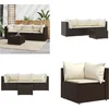 Image de vidaXL - 4-delige - Loungeset - met - kussens - poly - rattan - bruin