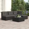 Image de vidaXL - 4-delige - Loungeset - met - kussens - poly - rattan - zwart