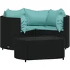 Image de vidaXL - 4-delige - Loungeset - met - kussens - poly - rattan - zwart