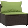 Image de vidaXL - Tuinmiddenbank - met - kussens - poly - rattan - bruin