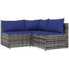 Image de vidaXL - 3-delige - Loungeset - met - kussens - poly - rattan - grijs