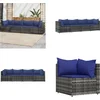 Image de vidaXL - 4-delige - Loungeset - met - kussens - poly - rattan - grijs