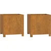 Image de vidaXL - Plantenbakken - met - poten - 2 - st - roestig - 40x40x40 - cm - cortenstaal