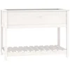 Image de vidaXL - Plantenbak - met - schap - 111,5x54x81 - cm - massief - grenenhout - wit