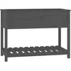 Image de vidaXL - Plantenbak - met - schap - 111,5x54x81 - cm - massief - grenenhout - grijs