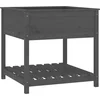 Image de vidaXL - Plantenbak - met - schap - 82,5x82,5x81 - cm - massief - grenenhout - grijs