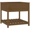 Image de vidaXL - Plantenbak - met - schap - 82,5x82,5x81 - cm - grenenhout - honingbruin