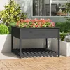 Image de vidaXL - Plantenbak - met - schap - 111,5x111,5x81 - cm - massief - grenenhout - grijs