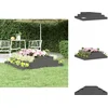 Image de vidaXL - Plantenbak - 110x110x27 - cm - massief - grenenhout - grijs