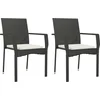 Image de vidaXL - Tuinstoelen - 2 - st - met - kussens - poly - rattan - zwart