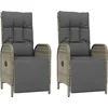 Image de vidaXL - Tuinstoelen - 2 - st - verstelbaar - met - kussens - poly - rattan - grijs