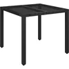 Image de vidaXL - Tuintafel - met - glazen - blad - 90x90x75 - cm - poly - rattan
