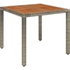 Image de vidaXL - Tuintafel - met - houten - blad - 90x90x75 - cm - poly - rattan - grijs