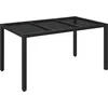 Image de vidaXL - Tuintafel - met - glazen - blad - 150x90x75 - cm - poly - rattan - zwart