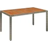 Image de vidaXL - Tuintafel - met - houten - blad - 150x90x75 - cm - poly - rattan - grijs