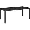 Image de vidaXL - Tuintafel - met - glazen - blad - 190x90x75 - cm - poly - rattan - zwart