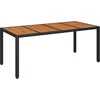 Image de vidaXL - Tuintafel - met - houten - blad - 190x90x75 - cm - poly - rattan - zwart