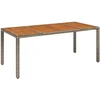 Image de vidaXL - Tuintafel - met - houten - blad - 190x90x75 - cm - poly - rattan - grijs