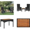 Image de vidaXL - 3-delige - Loungeset - met - kussens - poly - rattan - zwart
