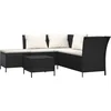 Image de vidaXL - 4-delige - Loungeset - met - kussens - poly - rattan - zwart