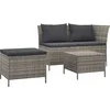 Image de vidaXL - 3-delige - Loungeset - met - kussens - poly - rattan - grijs