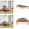 Image de vidaXL - Ligbed - met - donkergrijs - lig- - en - hoofdkussen - massief - acaciahout