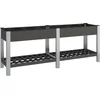 Image de vidaXL - Plantenbak - verhoogd - met - schap - 200x50x75 - cm - HKC - grijs