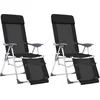 Image de vidaXL - Campingstoelen - met - voetensteun - 2 - st - inklapbaar - textileen - zwart