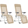 Image de vidaXL - Campingstoelen - met - voetensteun - 2 - st - inklapbaar - textileen - crème