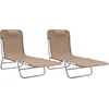 Image de vidaXL - Ligbedden - 2 - st - inklapbaar - textileen - en - staal - taupe