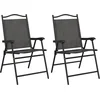 Image de vidaXL - Tuinstoelen - 2 - st - inklapbaar - staal - en - textileen - gemêleerd - grijs
