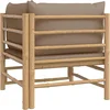 Image de vidaXL - Tuinhoekbank - met - kussens - bamboe - taupe