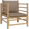 Image de vidaXL - Tuinbank - met - kussens - bamboe - taupe