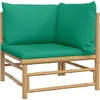 Image de vidaXL - Tuinhoekbank - met - kussens - bamboe - groen