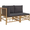 Image de vidaXL - 2-delige - Loungeset - met - kussens - bamboe - donkergrijs