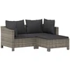 Image de vidaXL - 3-delige - Loungeset - met - kussens - poly - rattan - grijs