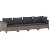 Image de vidaXL - 4-delige - tuinloungeset - met - kussens - grijs - poly - rattan